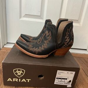 Ariat Black and Tan Western Ankle Boots